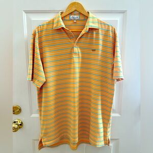 Peter Millar Summer Comfort Men’s Orange Stripe Polo Shirt
